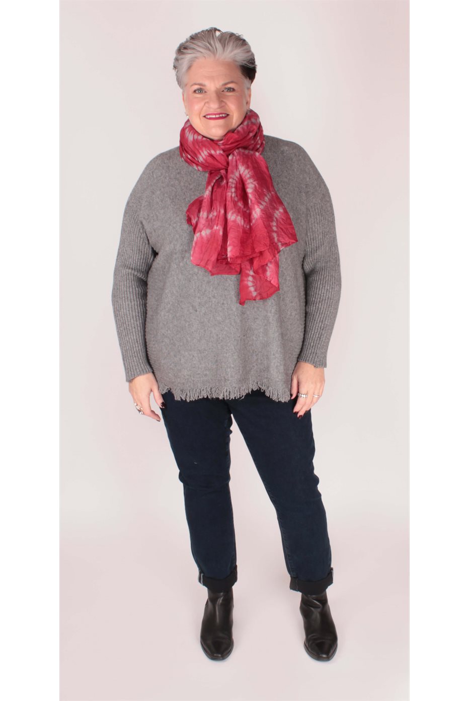 Pull Gris Avec Franges